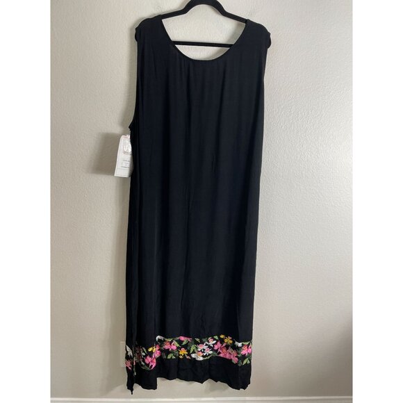 NEW We Be Bop Womens Plus 3X Black Rayon Sleeveless Maxi Dress Floral Embroidery - Picture 8 of 8